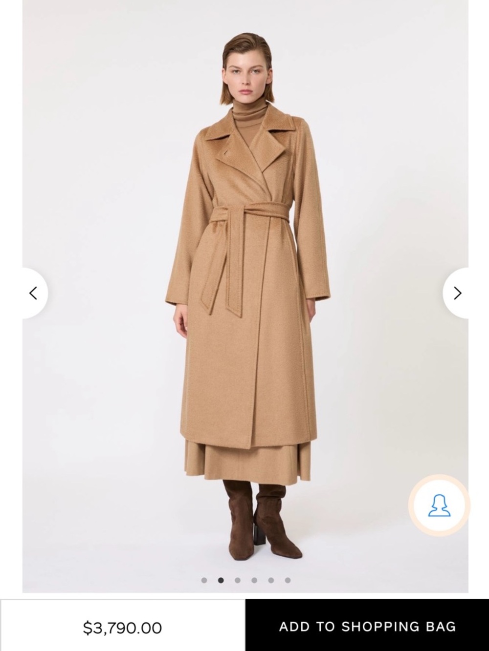 MaxMara Tan Wool Coat with Satin Lining - Picture 6 of 8